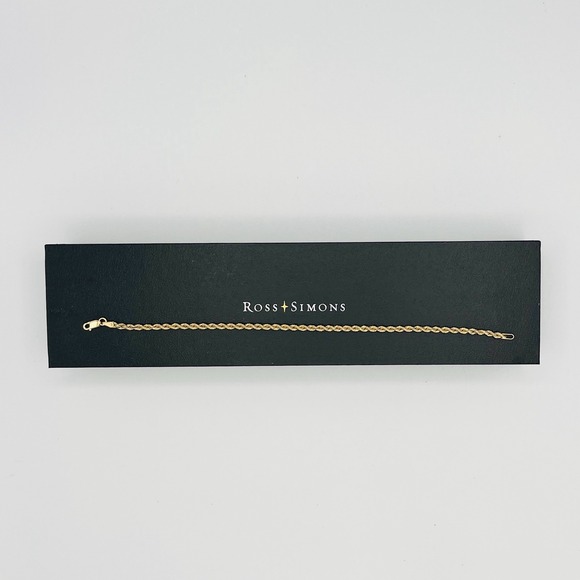 Ross Simons Italian 2.7mm 18kt Yellow Gold Rope Chain Bracelet 7.5" 2g 750 AR ⭐️ - Picture 3 of 9